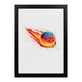 Boule de bowling look des années 90 - Affiche encadrée (27 × 37 cm) - noir - Devant