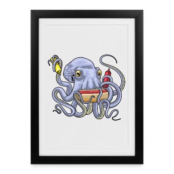 Hot-dog au poulpe - Affiche encadrée (27 × 37 cm) - noir - Devant