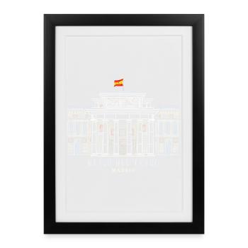 Madrid, Hand Drawing Museo del Prado, Spain - Framed poster (27 × 37 cm) - black - Front