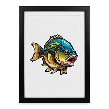 Fish Salmon Sea Lake Ocean Fisherman Fishing Gift - Framed poster (27 × 37 cm) - black - Front