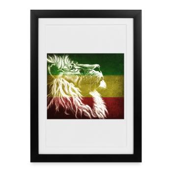 Reggae Lion Flag Art - Framed poster (27 × 37 cm) - black - Front