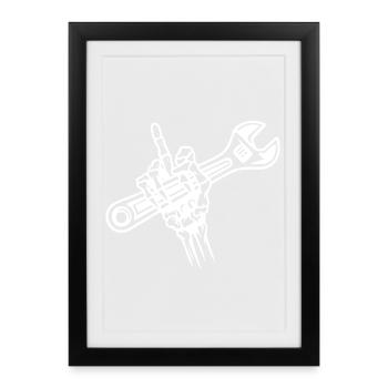 Illustration de clé à main audacieuse - Affiche encadrée (27 × 37 cm) - noir - Devant