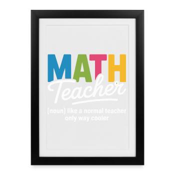 T-shirt d’illustration coloré pour professeur de mathématiques - Affiche encadrée (27 × 37 cm) - noir - Devant