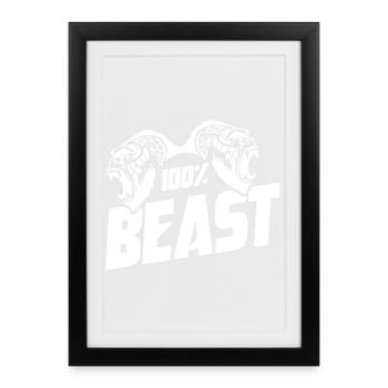 Motivation de la bête gorille - Affiche encadrée (27 × 37 cm) - noir - Devant