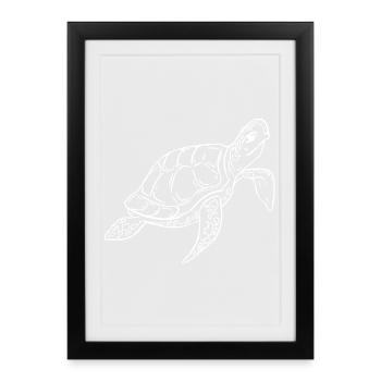 Tortue de mer Océan Illustration - Affiche encadrée (27 × 37 cm) - noir - Devant
