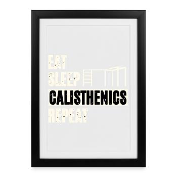 Manger, dormir, callisthénie - Affiche encadrée (27 × 37 cm) - noir - Devant