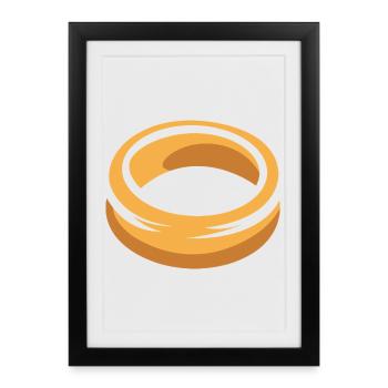 Illustration de dessin animé de l’anneau d’or - Affiche encadrée (27 × 37 cm) - noir - Devant