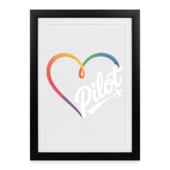 Cœur de pilote - Affiche encadrée (27 × 37 cm) - noir - Devant