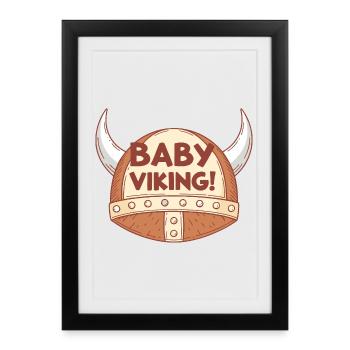 Casquette Viking Bébé Originale - Affiche encadrée (27 × 37 cm) - noir - Devant