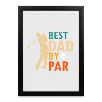 Meilleur papa par Par Funny Golf Saying - Affiche encadrée (27 × 37 cm) - noir - Devant