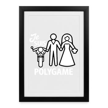 Moto Motard Humour Biker Mariage EVJF - Affiche encadrée (27 × 37 cm) - noir - Devant
