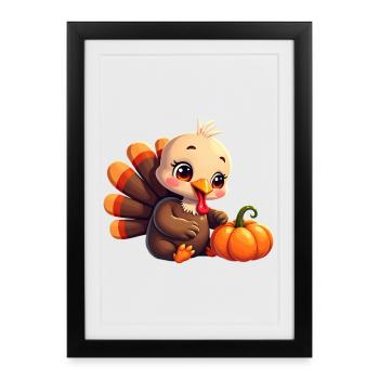Bébé dinde de Thanksgiving - Affiche encadrée (27 × 37 cm) - noir - Devant