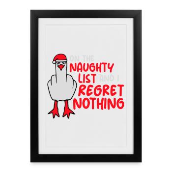 On the naughty list and I regret nothing Böse Möwe - Framed poster (27 × 37 cm) - black - Front