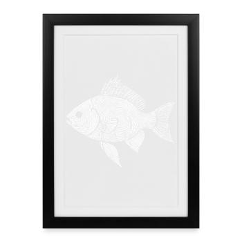 Œuvre d’art d’amateur de pêche - Affiche encadrée (27 × 37 cm) - noir - Devant