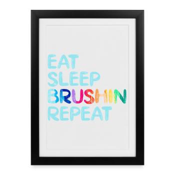 Artiste Peintre Graphique Manger Dormir PinceauRépéter - Affiche encadrée (27 × 37 cm) - noir - Devant