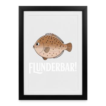 plie ours drôle poisson plat humour - Affiche encadrée (27 × 37 cm) - noir - Devant