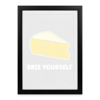 Humour fromage brie - Affiche encadrée (27 × 37 cm) - noir - Devant