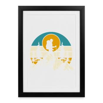 Randonnée Randonneur Alpiniste Cadeau - Affiche encadrée (27 × 37 cm) - noir - Devant