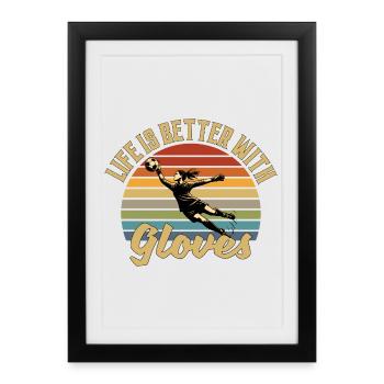 Gardien de but de football Retro Vintage - Affiche encadrée (27 × 37 cm) - noir - Devant