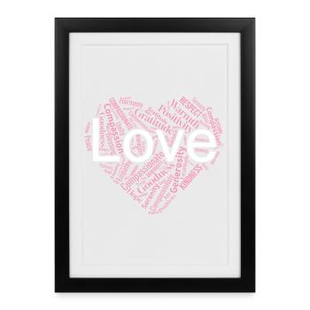 Positive Love & Kindness Heart Word Art T-Shirt - Framed poster (27 × 37 cm) - black - Front