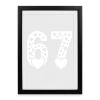 Saint-Valentin 6-7 Fun 67 Numéro Saint-Valentin 6 - Affiche encadrée (27 × 37 cm) - noir - Devant