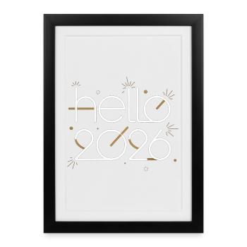 Bonjour Silhouette Néon 2026 - Affiche encadrée (27 × 37 cm) - noir - Devant