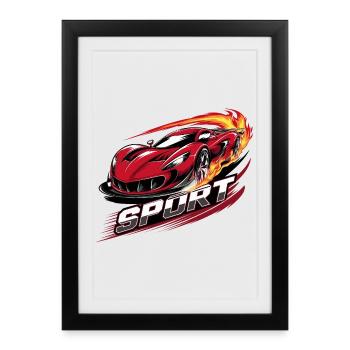 Voiture de sport - Affiche encadrée (27 × 37 cm) - noir - Devant