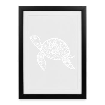 Boho turtle with pattern shell - Framed poster (27 × 37 cm) - black - Front