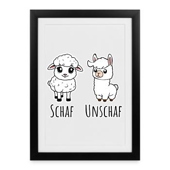 Moutons et pas moutons (Unsheep) - Lama pas moutons - Affiche encadrée (27 × 37 cm) - noir - Devant