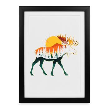 Moose, Forest, Nature, Wilderness, Outdoor, Animal - Framed poster (27 × 37 cm) - black - Front