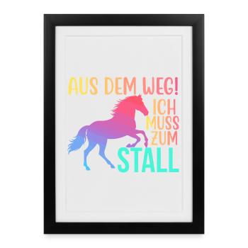 Écartez-vous, je dois aller à l’écurie - Affiche encadrée (27 × 37 cm) - noir - Devant