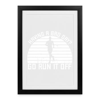 Coureur de marathon Allez courir en courant - Affiche encadrée (27 × 37 cm) - noir - Devant