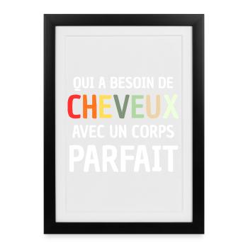 Mann Humor Glatzkopf Geschenk Mann Humor Witz Glatzköpfigkeit - Gerahmtes Poster (27 × 37 cm) - Schwarz - Vorne