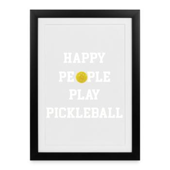 Des gens heureux jouent au pickleball - Affiche encadrée (27 × 37 cm) - noir - Devant