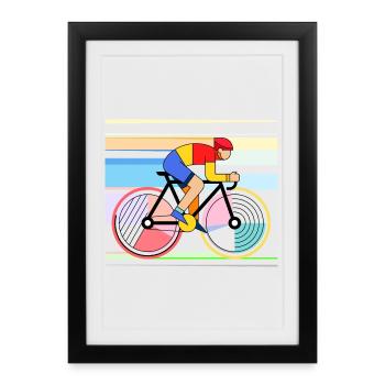 Icône cycliste colorée - Affiche encadrée (27 × 37 cm) - noir - Devant