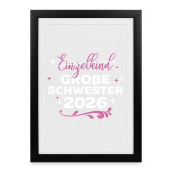 Grande Sœur Bébé Bébé Grossesse 2026 - Affiche encadrée (27 × 37 cm) - noir - Devant