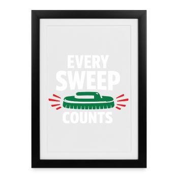 Curling, balayage drôle, cardio dur avec balai - Affiche encadrée (27 × 37 cm) - noir - Devant