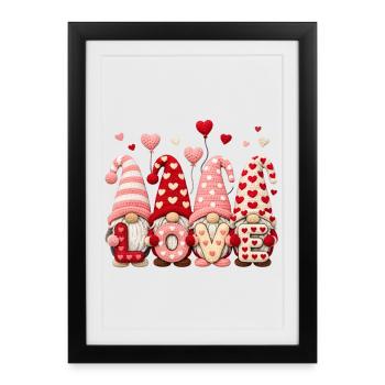 Love Valentine's Day Gnome Heart Motif - Framed poster (27 × 37 cm) - black - Front