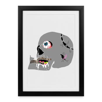 crâne - Affiche encadrée (27 × 37 cm) - noir - Devant