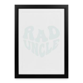 Retro Rad Uncle Heart - Cool Uncle (Couleur personnalisée) - Affiche encadrée (27 × 37 cm) - noir - Devant