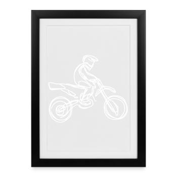 Dessin de pilotes de motocross - Affiche encadrée (27 × 37 cm) - noir - Devant