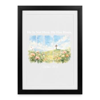 He Has Risen Matthew 28 6 Easter Christian - Framed poster (27 × 37 cm) - black - Front