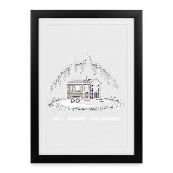 All rooms unlocked | Tiny House - Framed poster (27 × 37 cm) - black - Front