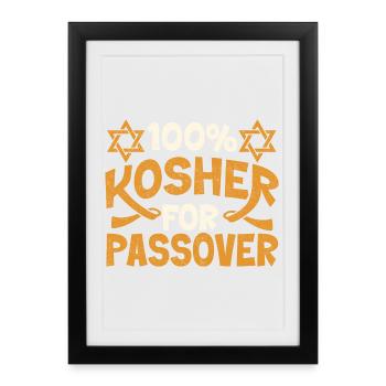 100 % casher pour la fierté juive drôle de Pessa’h - Affiche encadrée (27 × 37 cm) - noir - Devant