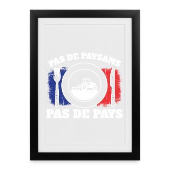 Paysan Français Agriculture France - Affiche encadrée (27 × 37 cm) - noir - Devant
