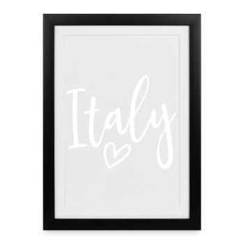 Italie – cœur de femmes, amour pour l’Italie - Affiche encadrée (27 × 37 cm) - noir - Devant