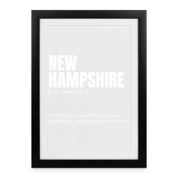 Texte de la neige du New Hampshire - Affiche encadrée (27 × 37 cm) - noir - Devant