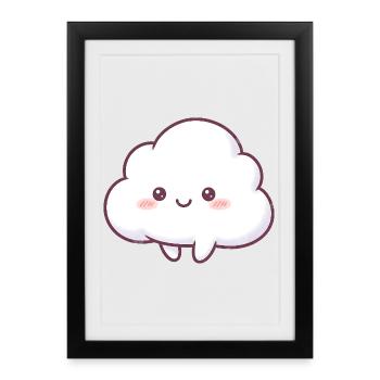 Cuddly Cloud Kawaii Cartoon - Framed poster (27 × 37 cm) - black - Front