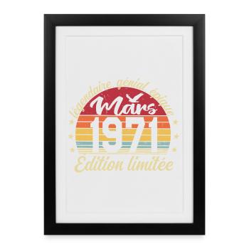 March 1971 55 Years Birthday Gift March 1971 - Framed poster (27 × 37 cm) - black - Front