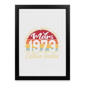 March 1973 53 Years Birthday Gift March 1973 - Framed poster (27 × 37 cm) - black - Front